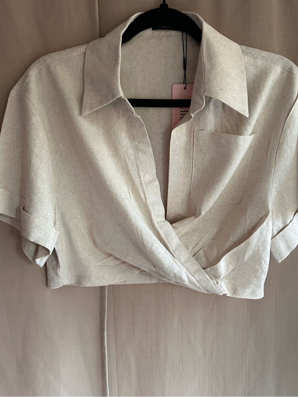 Micas Linen Blend Cross Crop Shirt